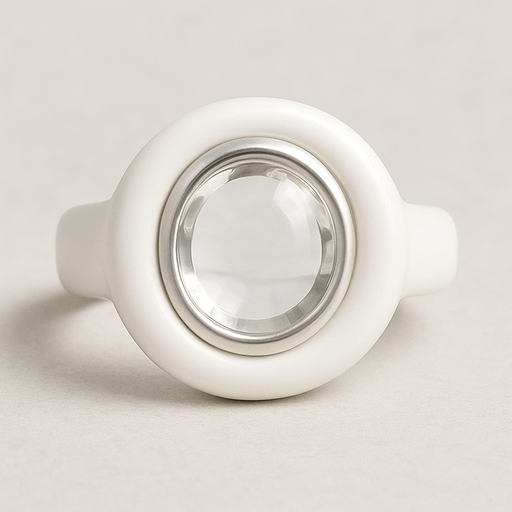 White ring with transparent middle. Front view