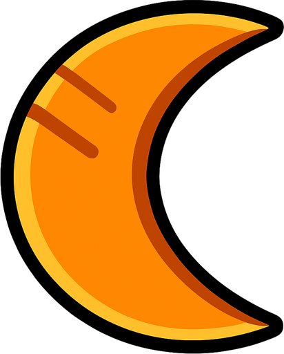 Survivor.io style 2D half-moon orange boomerang made by HABBY PTE. LTD.
In-Game asset.  2d.  High contrast.  No shadows