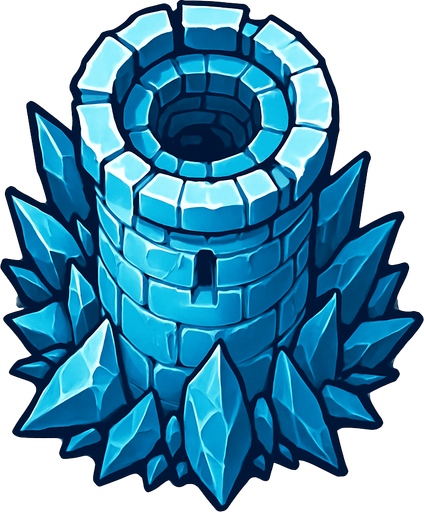 torre de hielo desde arriba.
In-Game asset.  2d.  High contrast.  No shadows