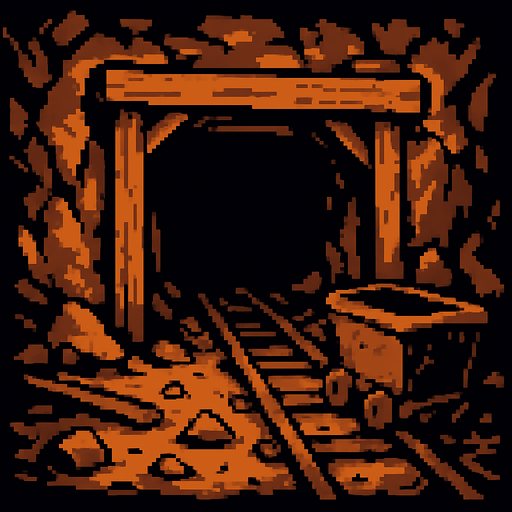 mina abandonada.
In-Game asset.  2d.  High contrast.  No shadows. pixelart