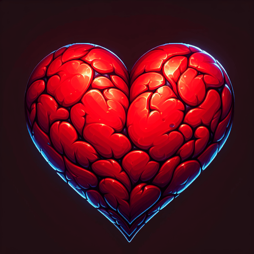 Red heart.
Single Game Texture.  In-Game asset.  2d.  Blank background.  High contrast.  No shadows