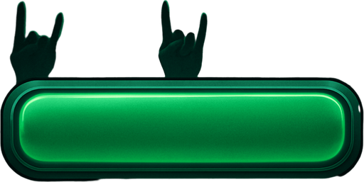 700x170 level button for music game asset, light glimmer of rock hand signs from concert, no text green button, aero artstyle, gothic art style.
In-Game asset.  2d