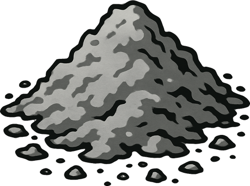 Gray ash.
In-Game asset.  2d.  High contrast.  No shadows