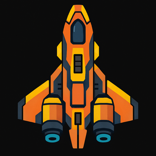 vertical spaceship.
In-Game asset.  2d.  High contrast.  No shadows