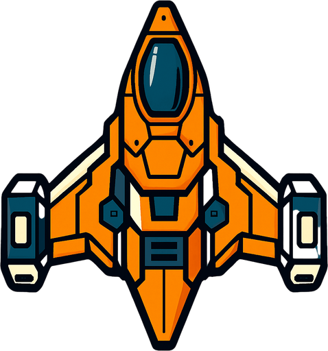 an space ship.
In-Game asset.  2d.  High contrast.  No shadows