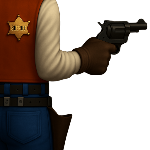 Exactly the same picture with Sherrif holding his gun much lower aiming it straight ahead