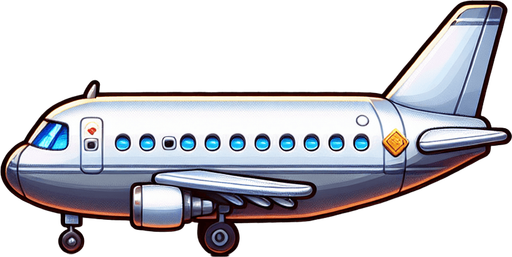 airplane  side scroller with transperent  background.
Single Game Texture. In-Game asset. 2d. Blank background. High contrast. No shadows.