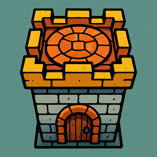 build a tower from a bird's eye view.
In-Game asset.  2d.  High contrast.  No shadows