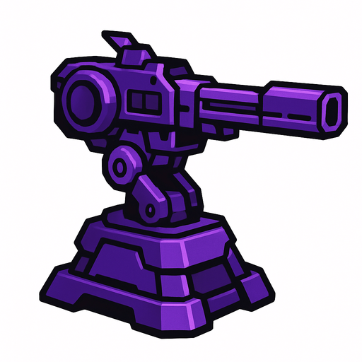 Torreta futurista sniper morada.
In-Game asset.  2d.  High contrast.  No shadows