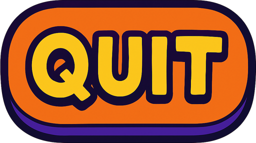 Quit button for video game.
In-Game asset.  2d.  High contrast.  No shadows