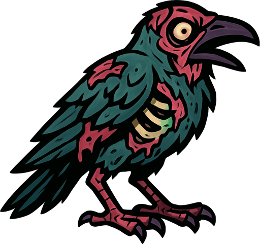Zombie crow.
In-Game asset.  2d.  High contrast.  No shadows