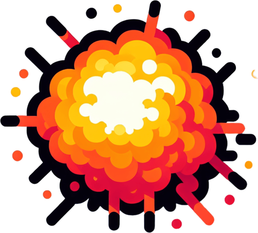 Explosion coming from the center..
Single Game Texture. In-Game asset. 2d. Blank background. High contrast. No shadows.