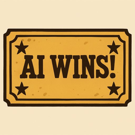western style alert box that says "AI Wins!".
In-Game asset.  2d.  High contrast.  No shadows