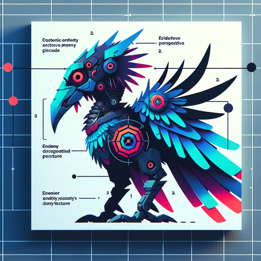 Sci Fi bird enemy. Side on 2D.
In-Game asset.  High contrast.  No shadows