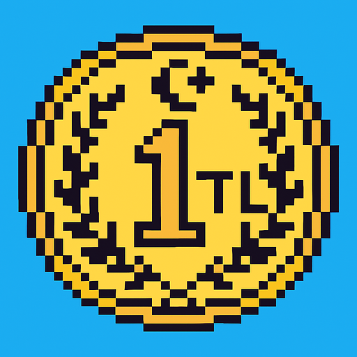 Turkish Lira 1 TL pixel drawing.
In-Game asset.  High contrast.  No shadows