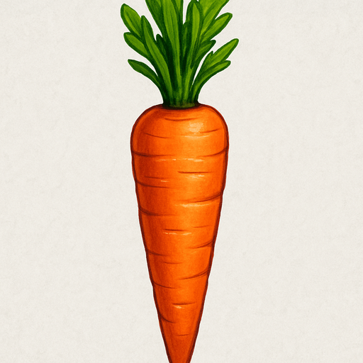 vertical and realistic carrot.
In-Game asset.  2d.  High contrast.  No shadows