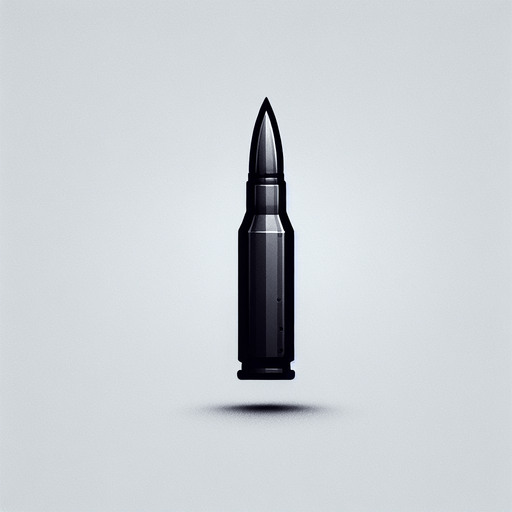 create bullet from ak-56.
Single Game Texture.  In-Game asset.  2d.  Blank background.  High contrast.  No shadows