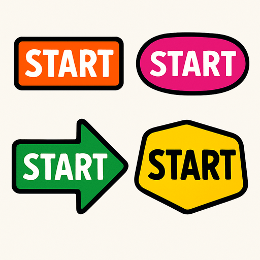 pack of Start game button.
In-Game asset.  2d.  High contrast.  No shadows