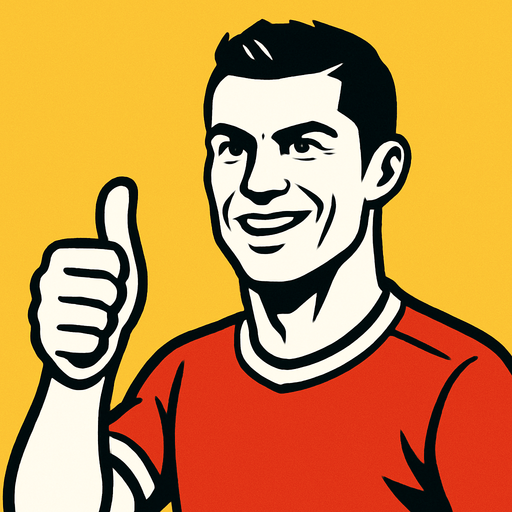 ronaldo s making thumbsup.
In-Game asset.  2d.  High contrast.  No shadows