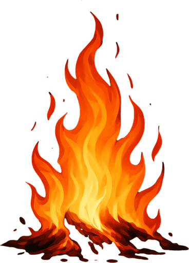 Ateş, gerçekçi, yazısız.
In-Game asset.  2d.  High contrast.  No shadows
