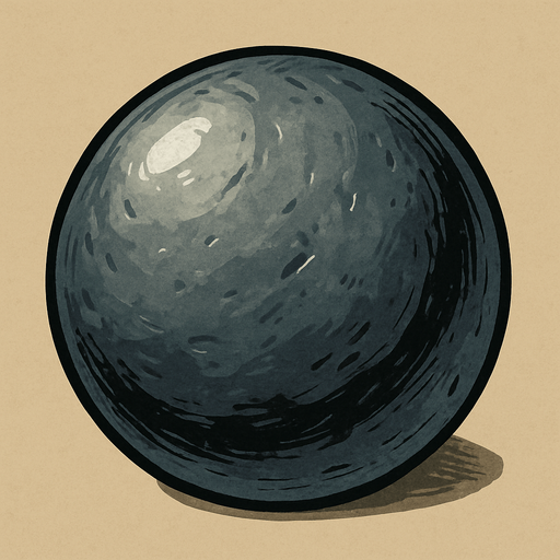 17.th century cannon bullet semirealistic medieval cannon bullet.
In-Game asset.  2d.  High contrast.  No shadows