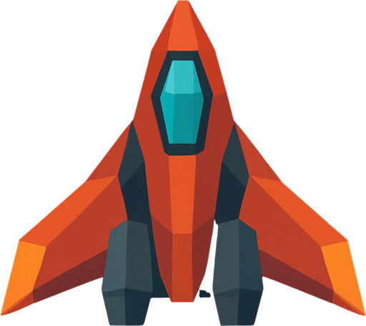 give me a low polly spaceship.
In-Game asset.  2d.  High contrast.  No shadows