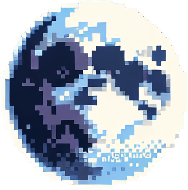 pixel art moon.
Single Game Texture. In-Game asset. 2d. Blank background. High contrast. No shadows.
