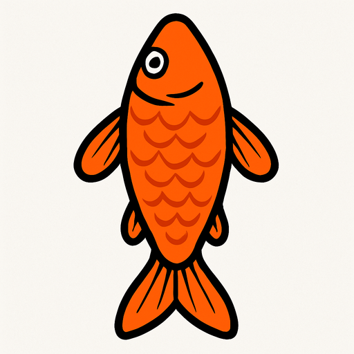 a orange fish seen from top to bottom.
In-Game asset.  2d.  High contrast.  No shadows