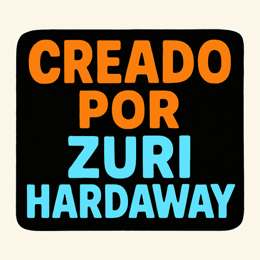 unas letras que digan : creado por ZURI HARDAWAY.
In-Game asset.  2d.  High contrast.  No shadows