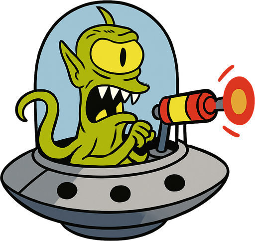 Make my character inside an UFO armed with a laser cannon and make him drive it