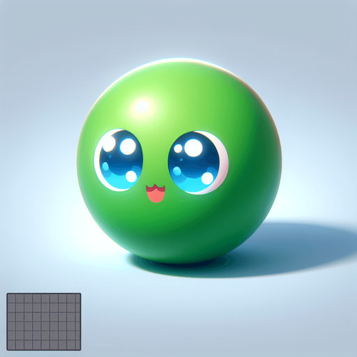 uma bola verde, com olhos azuiis fofos
, fundo png.
Single Game Texture. In-Game asset. 3d. Blank background. High contrast. No shadows.
