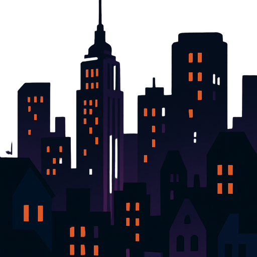 dark city for mobile wallpaper.
In-Game asset.  2d.  High contrast.  No shadows