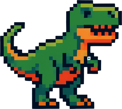 T rex pixel.
In-Game asset.  2d.  High contrast.  No shadows