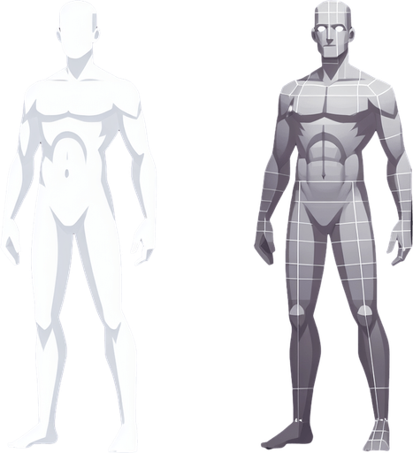 Human.
Single Game Texture. In-Game asset. 2d. Blank background. High contrast. No shadows.