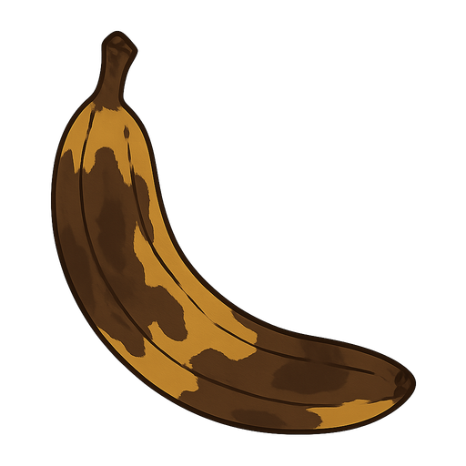 rotten banana. No background. Transparent background. Blank background. No shadows. 2d. In-Game asset. flat