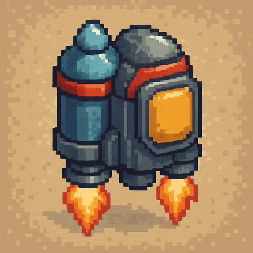 Three-quarter view pixel art jetpack