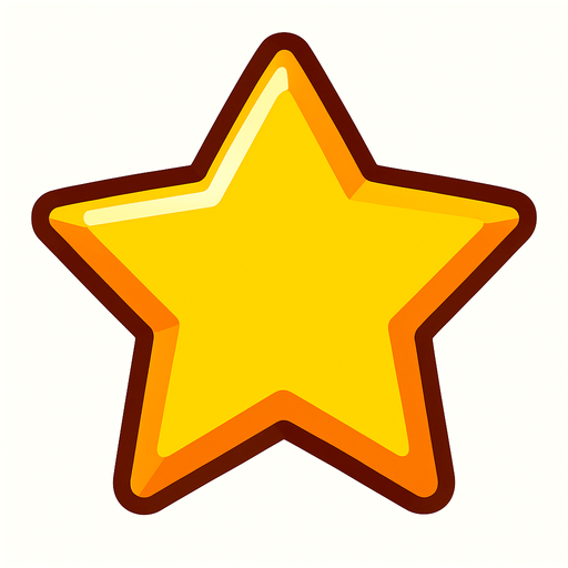 cartoonish star.
In-Game asset.  2d.  High contrast.  No shadows