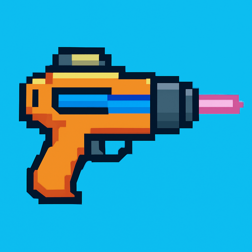 Lasergun pixel.
In-Game asset.  2d.  High contrast.  No shadows