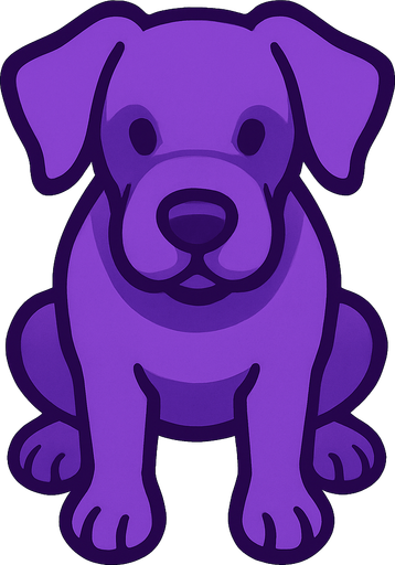 purple dog top view.
In-Game asset.  2d.  High contrast.  No shadows