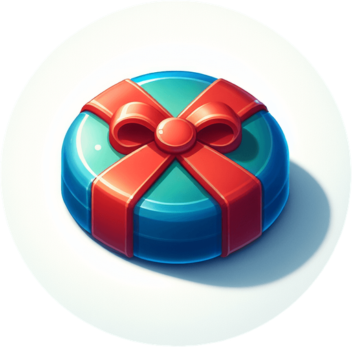 a round christmas gift.plastic style. Single Game Texture. In-Game asset. 2d. Blank background. High contrast. No shadows.