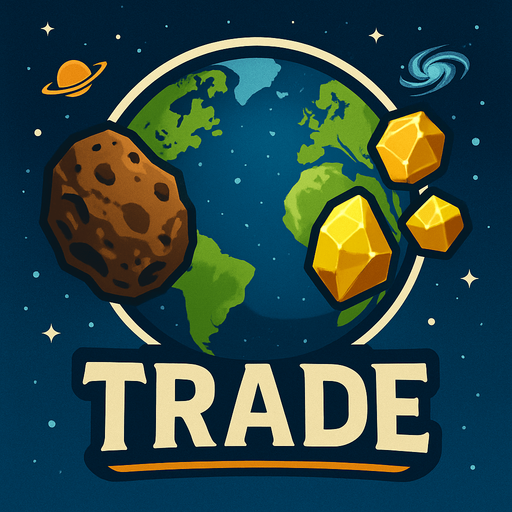 Uzay temalı global Cevher ticareti, gerçekçi, Altında "Trade" yazsın.
In-Game asset.  High contrast.  No shadows
