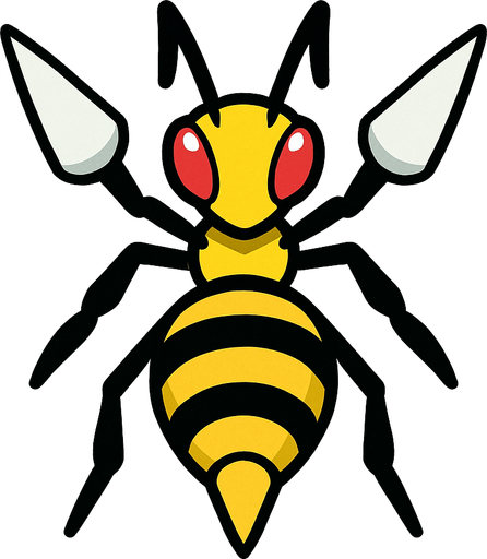 Beedrill visto desde arriba.
In-Game asset.  2d.  High contrast.  No shadows