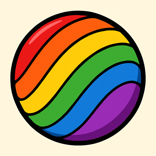 Rainbow ball.
In-Game asset.  2d.  High contrast.  No shadows