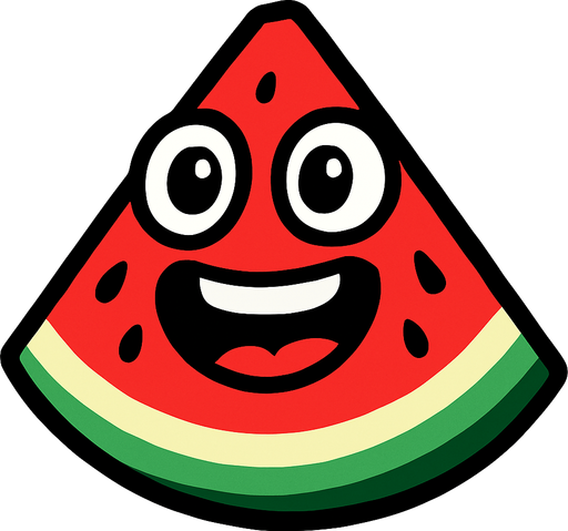 Watermelon with eye and mouth animation.
In-Game asset.  2d.  High contrast.  No shadows