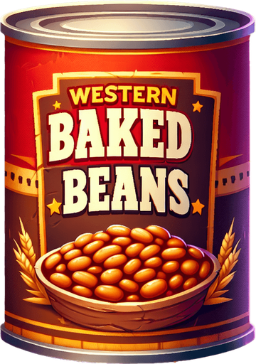 western baked beans can.
Single Game Texture. In-Game asset. 2d. Blank background. High contrast. No shadows.
