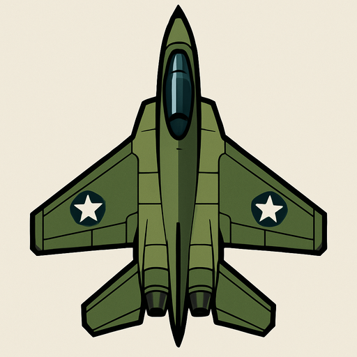 Top view of Military fighter jet.
In-Game asset.  2d.  High contrast.  No shadows