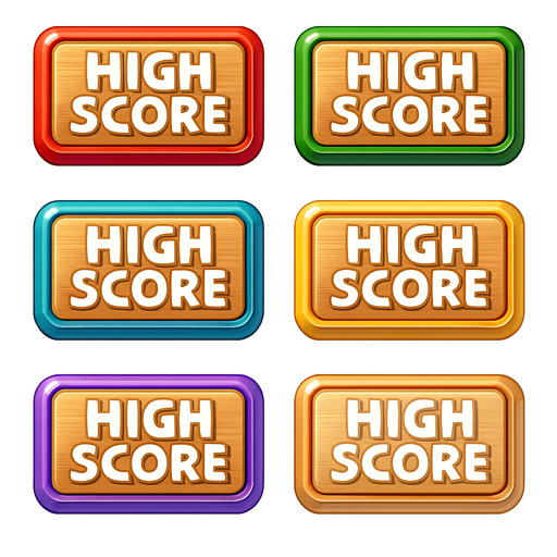 Pack of "High score" button of wood, with glass, different colors, transparent, mahjong style
In-Game asset.  High contrast.  No shadows. 3D