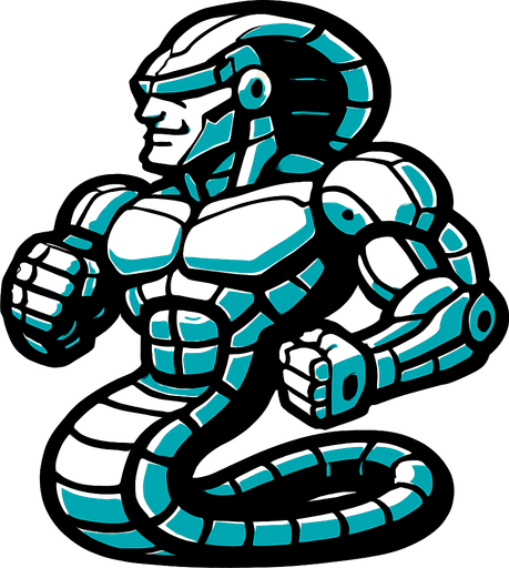 Robotic GigaChad snake.
In-Game asset.  2d.  High contrast.  No shadows