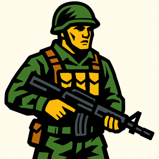 soldier.
In-Game asset.  2d.  High contrast.  No shadows