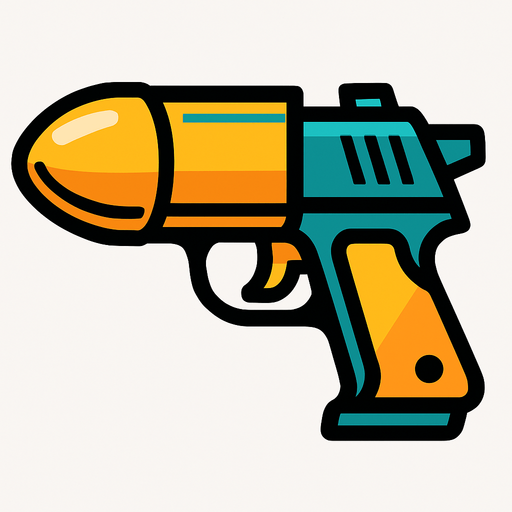 Bullet gun.
In-Game asset.  2d.  High contrast.  No shadows